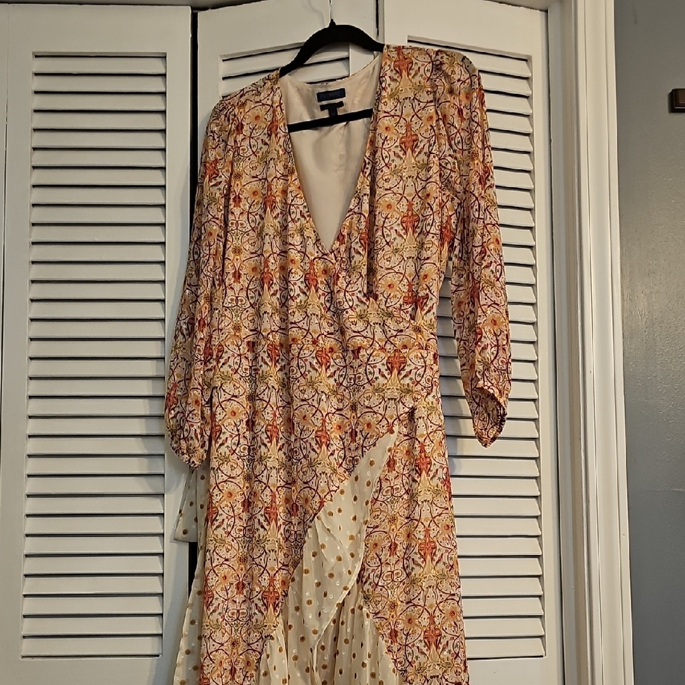 Multicolored Long Sleeve Wrap Sundress